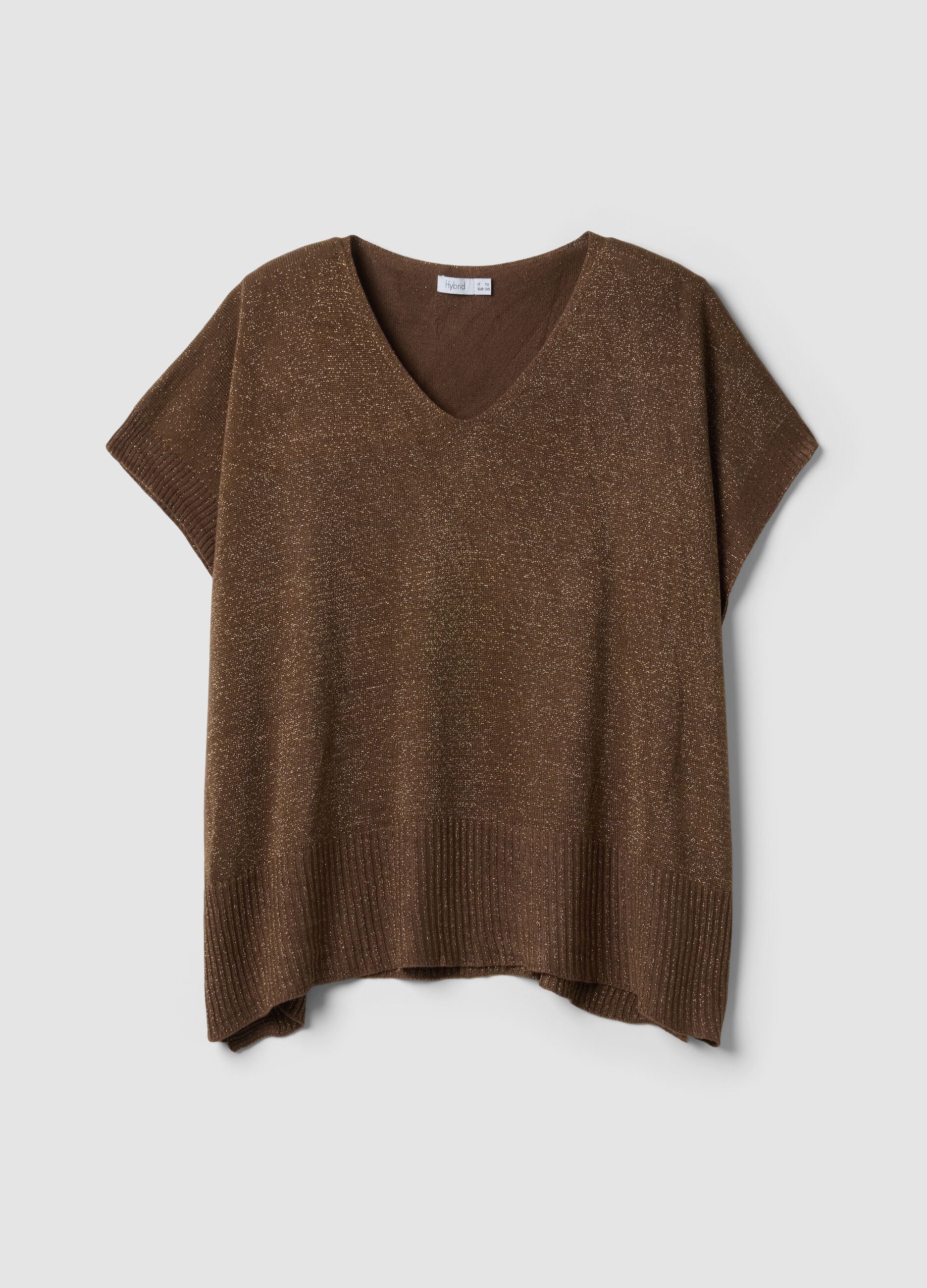 Maglia marrone in misto modal con scollo a V