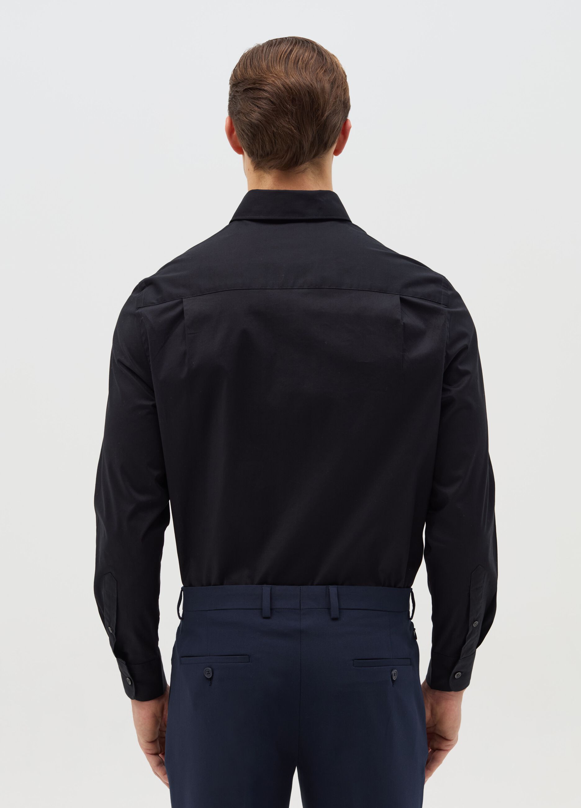 Regular-fit shirt in stretch cotton