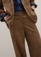 Brown regular fit textured stretch fabric trousers_3