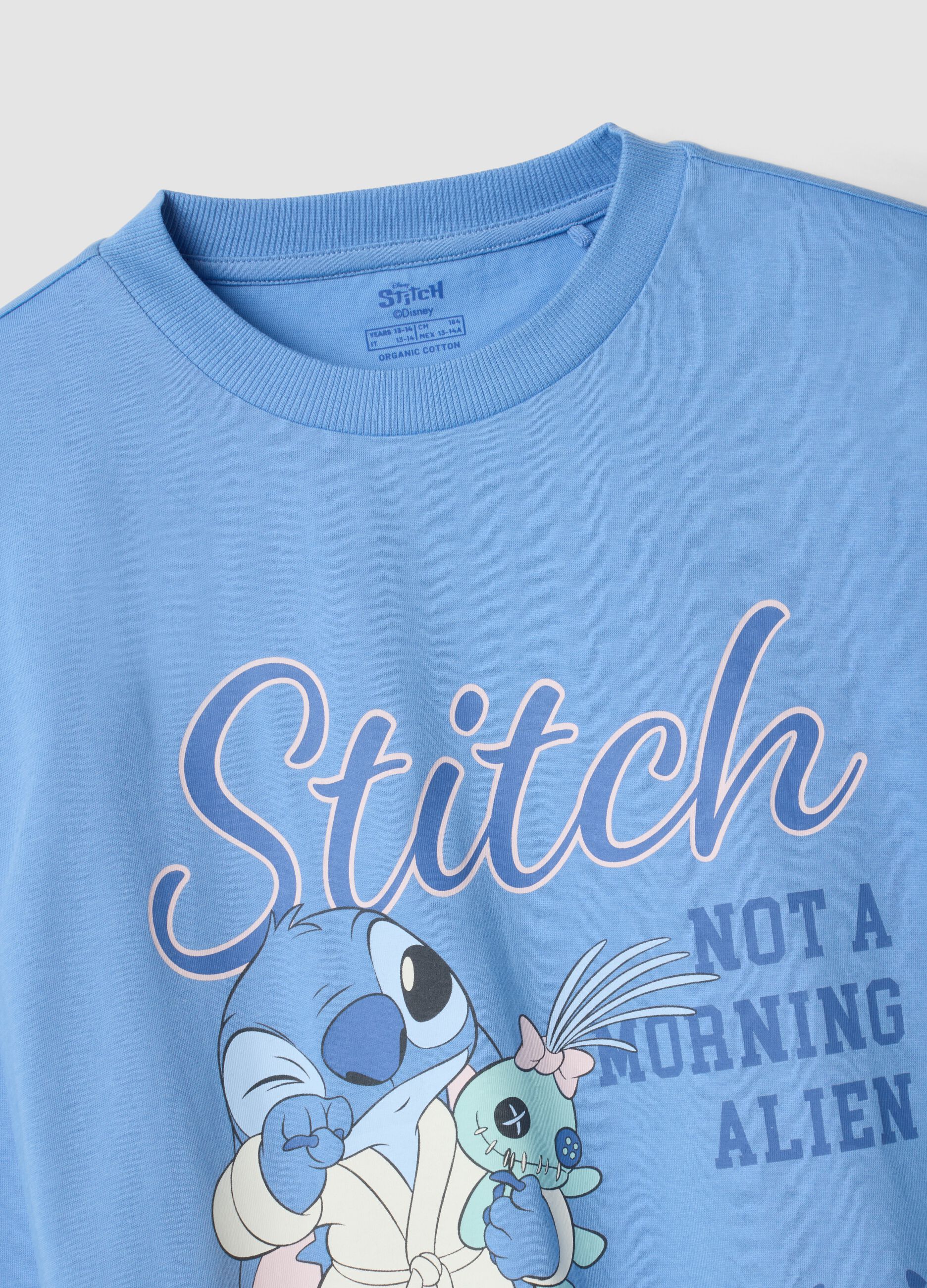 Light blue organic cotton Lilo & Stitch pyjamas for girls