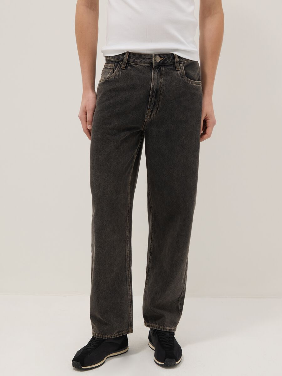 Jeans baggy neri in puro cotone_1
