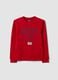 Red boys&rsquo; sweatshirt in pure organic cotton with crew neck and print_3