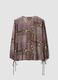 Purple patterned blouse with ruffles and tie neck_6