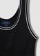 Black stretchy cotton regular fit tank top with trim_5