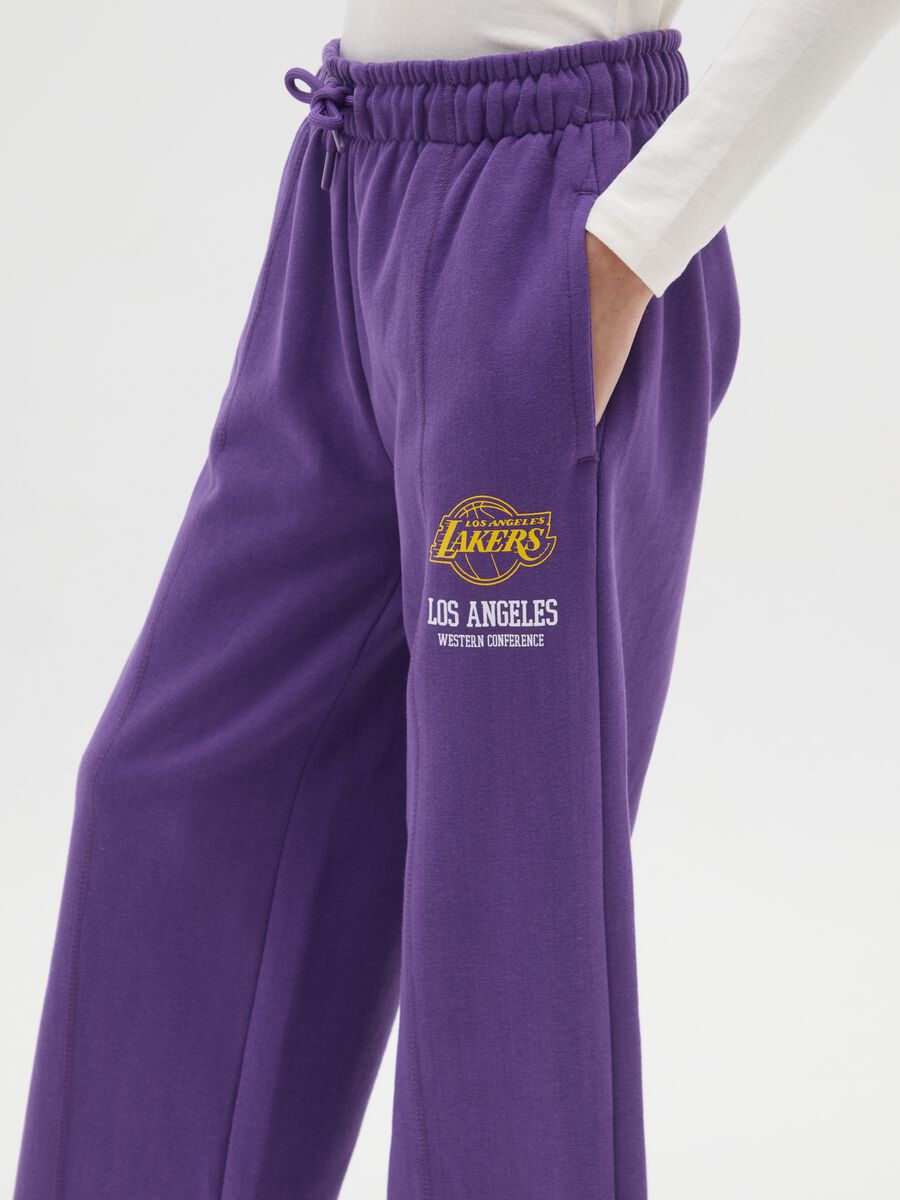 Girls' purple culottes in cotton blend with Lakers print_2