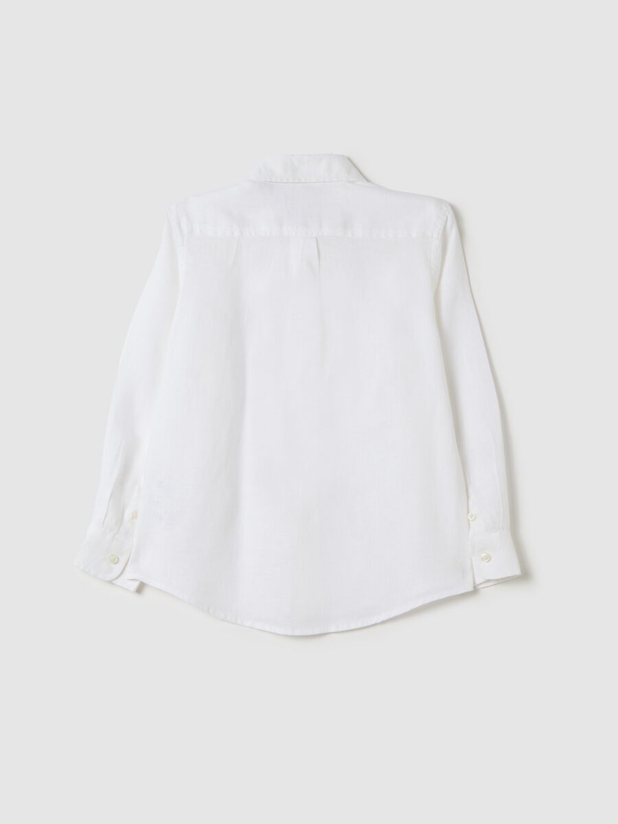 White linen shirt with logo embroidery_4