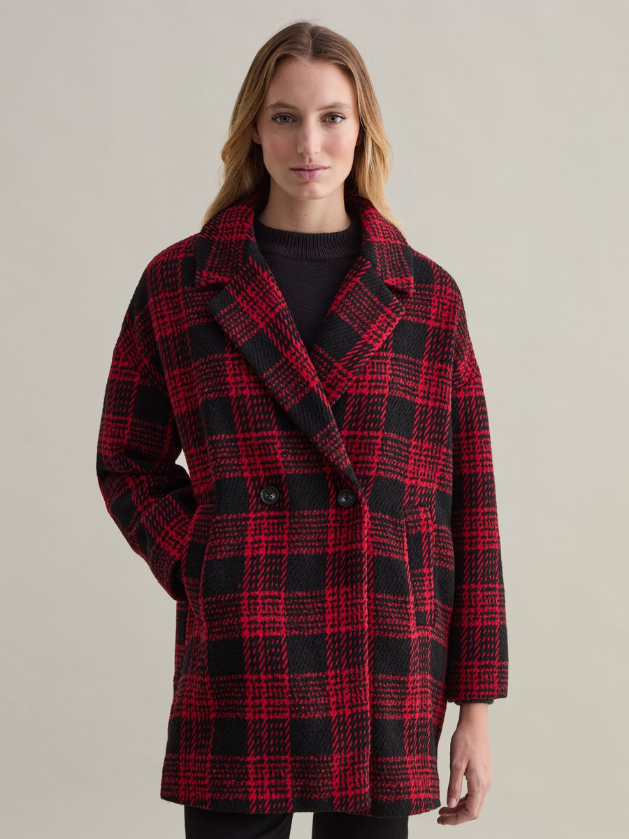 Cappotto doppiopetto in tweed check_0