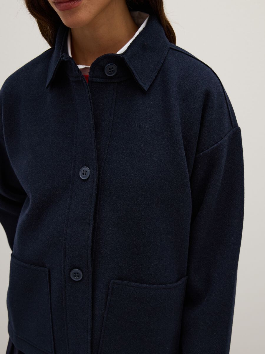 Blue regular fit cardigan with button closure_3