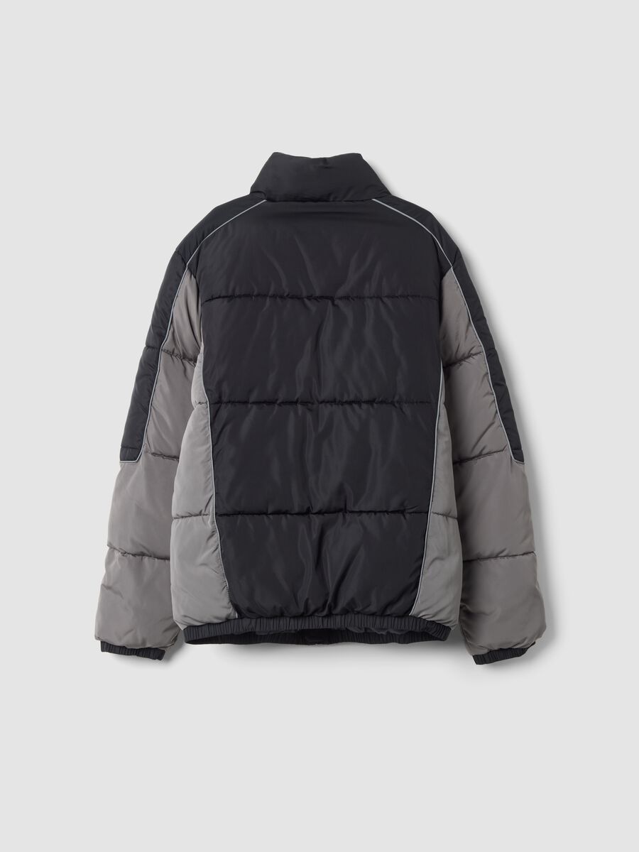 Giubbotto imbottito nero regular fit con zip_1