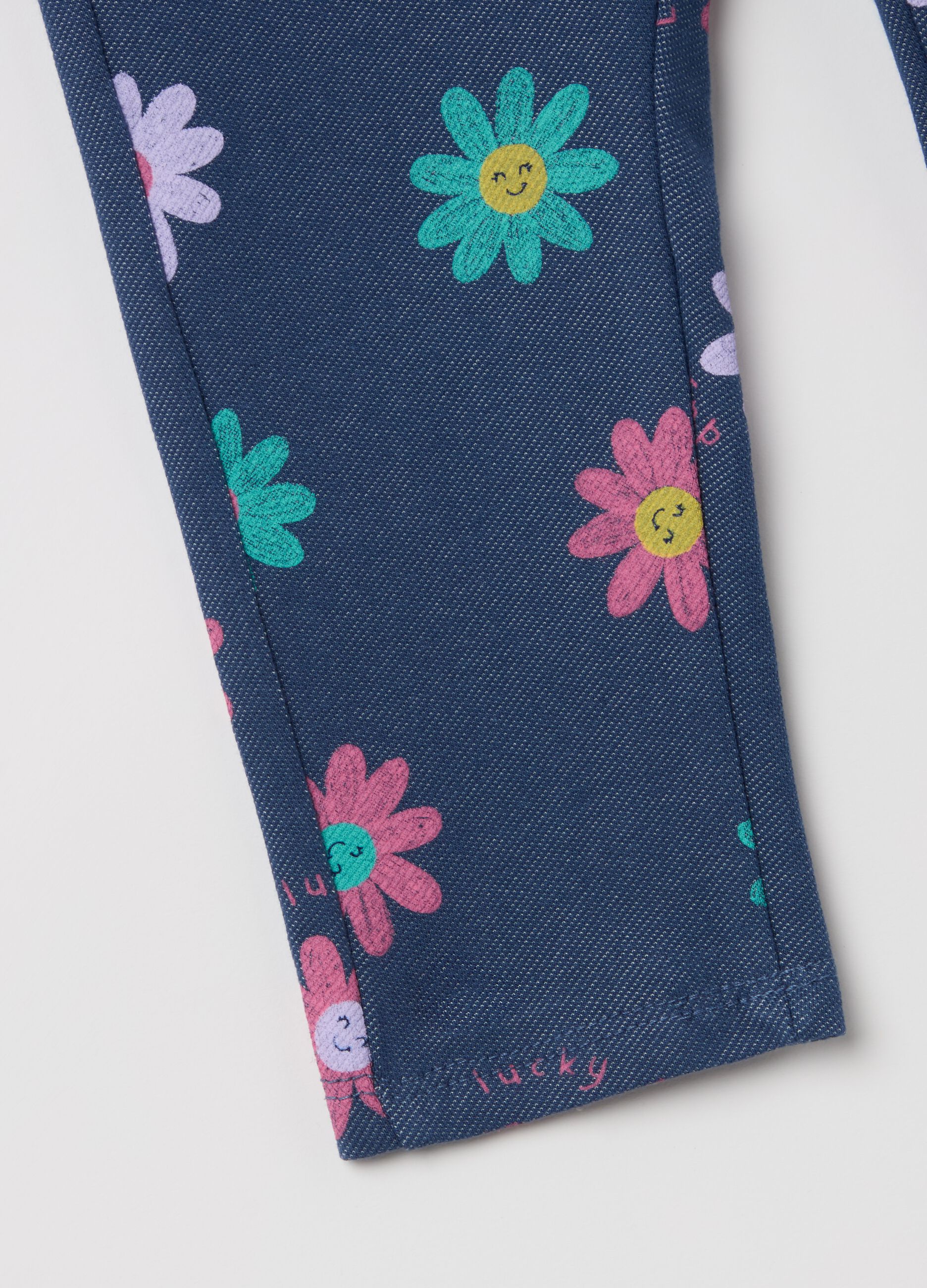 Jeggings with "lucky flower" flowers print