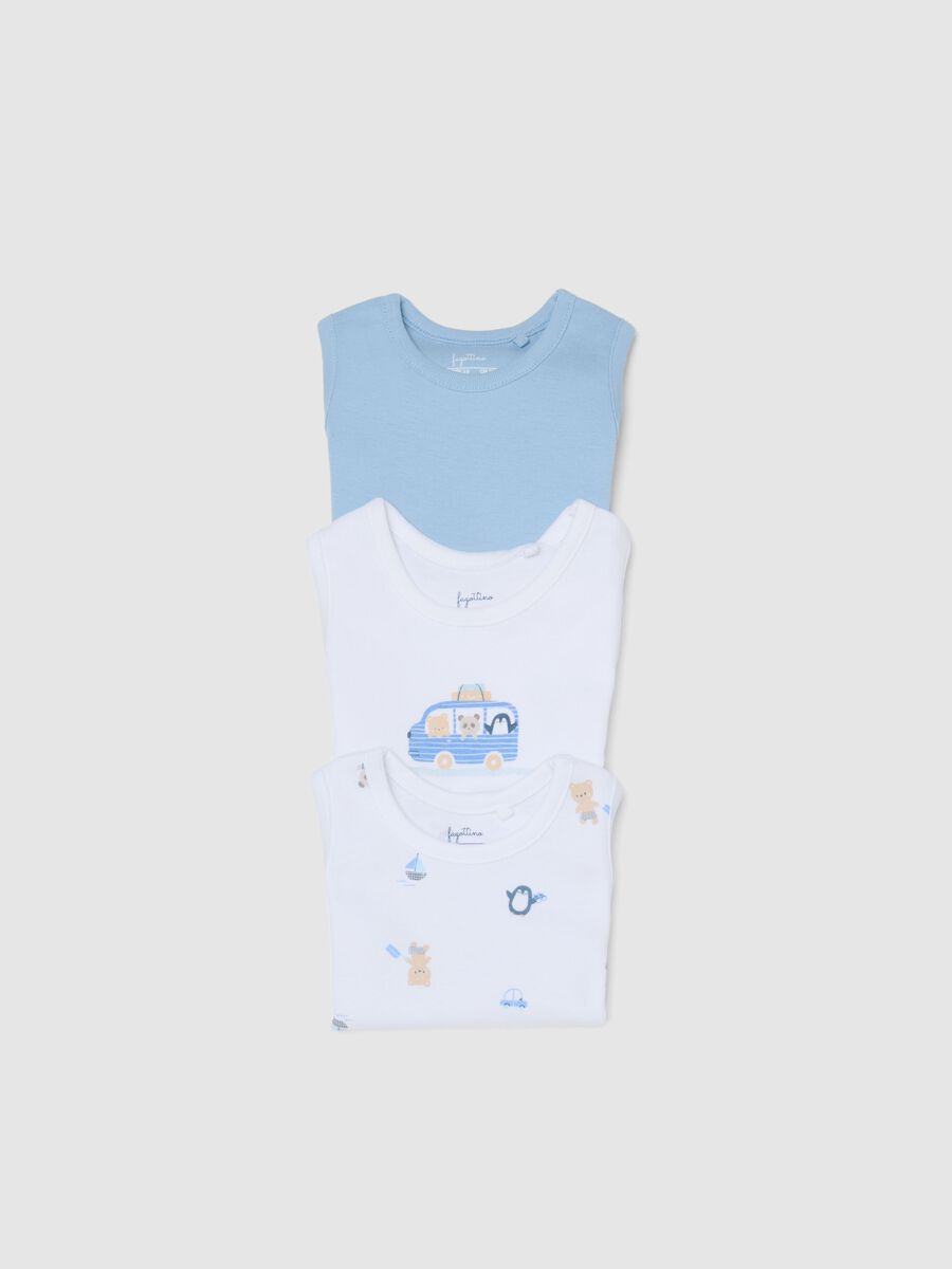Tripack body senza maniche in puro cotone multicolor da neonato_2