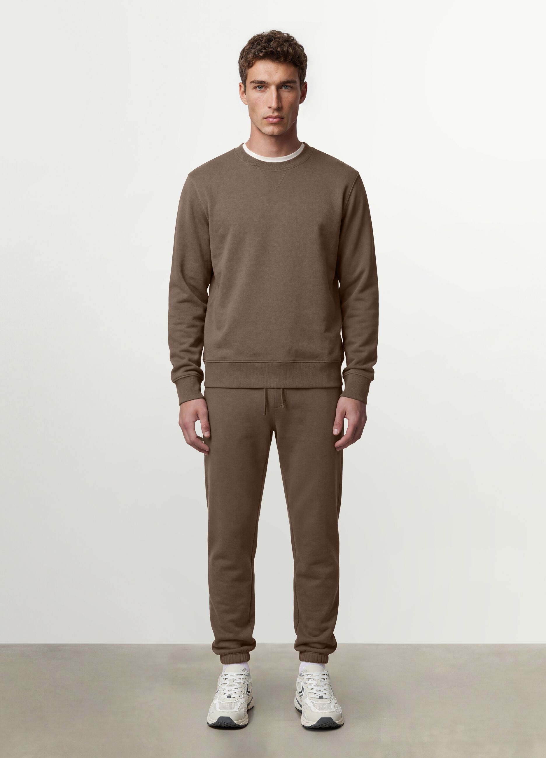 Brown cotton-blend joggers, regular fit