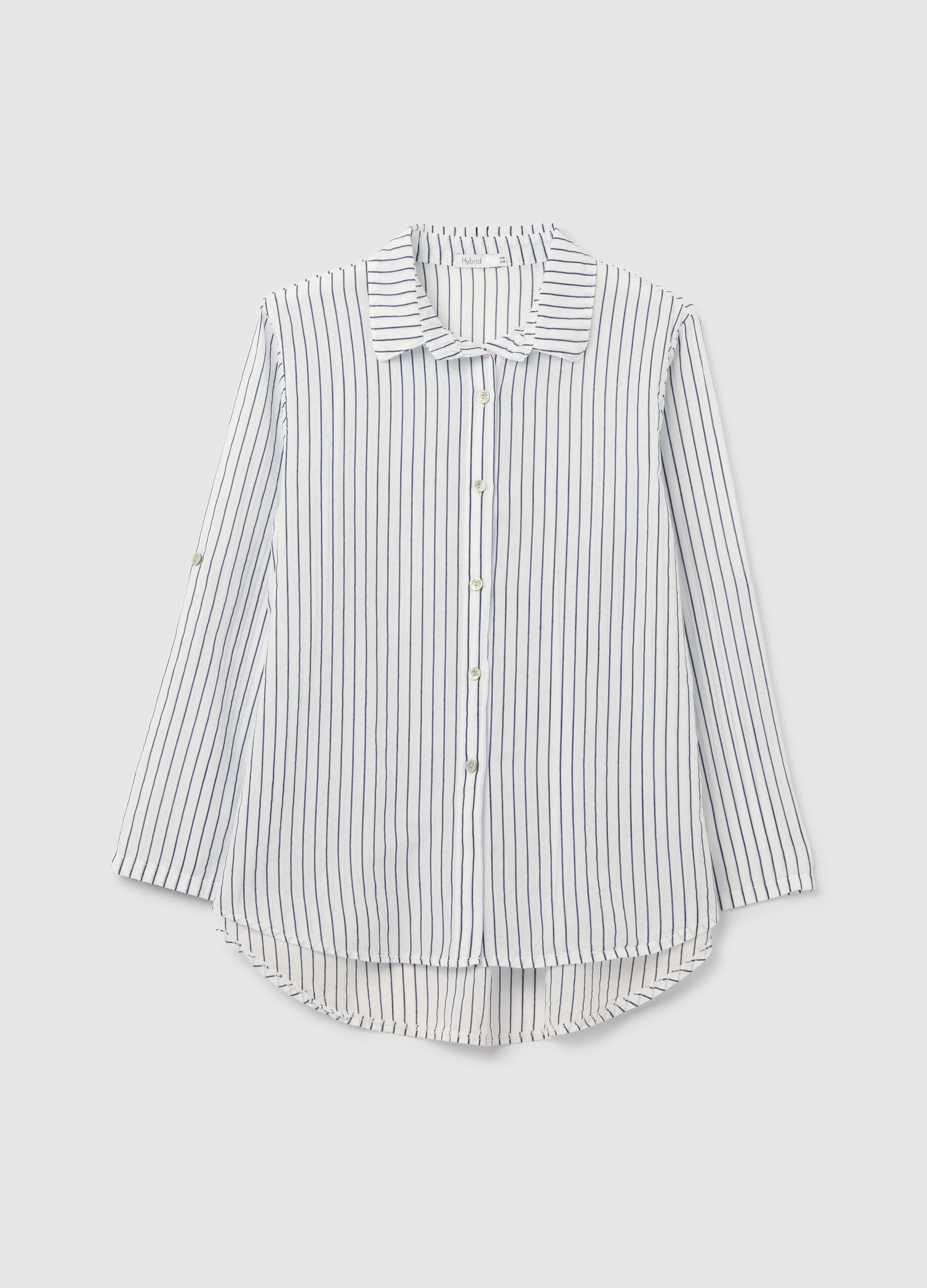 Women's multicolor oversized pure cotton shirt with regular fit