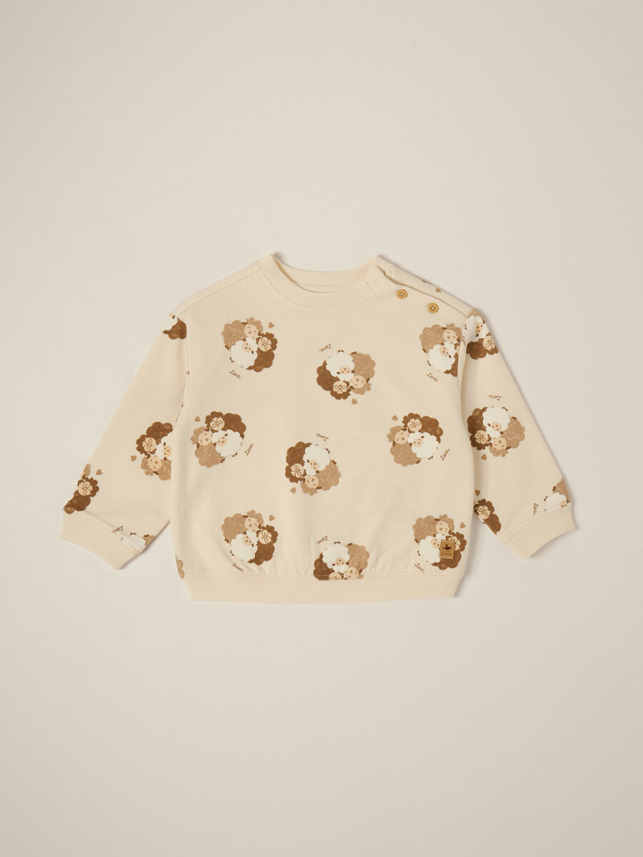 Beige Crewneck Sweatshirt for Baby_0