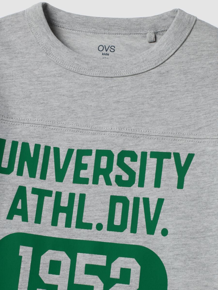 T-shirt grigia in puro cotone con girocollo_2