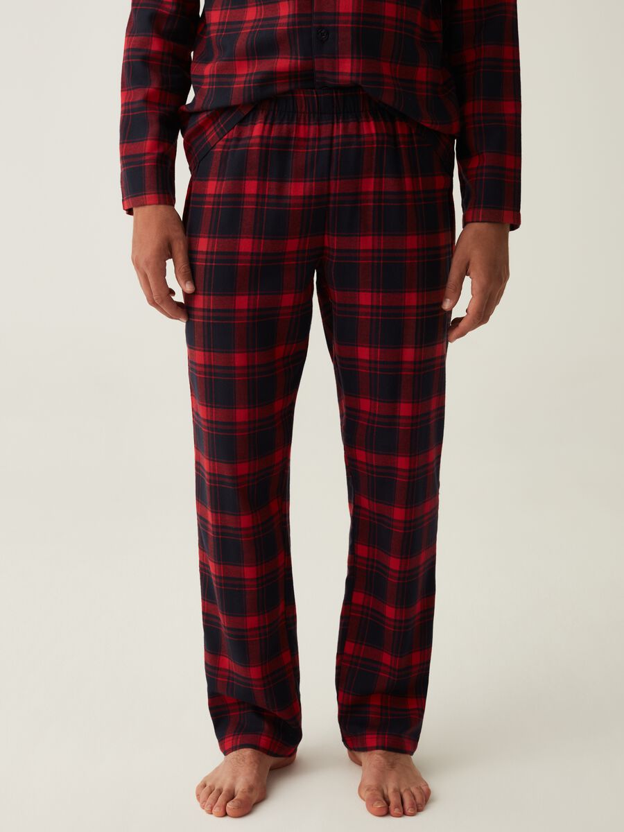 Pigiama lungo in flanella fantasia tartan_3
