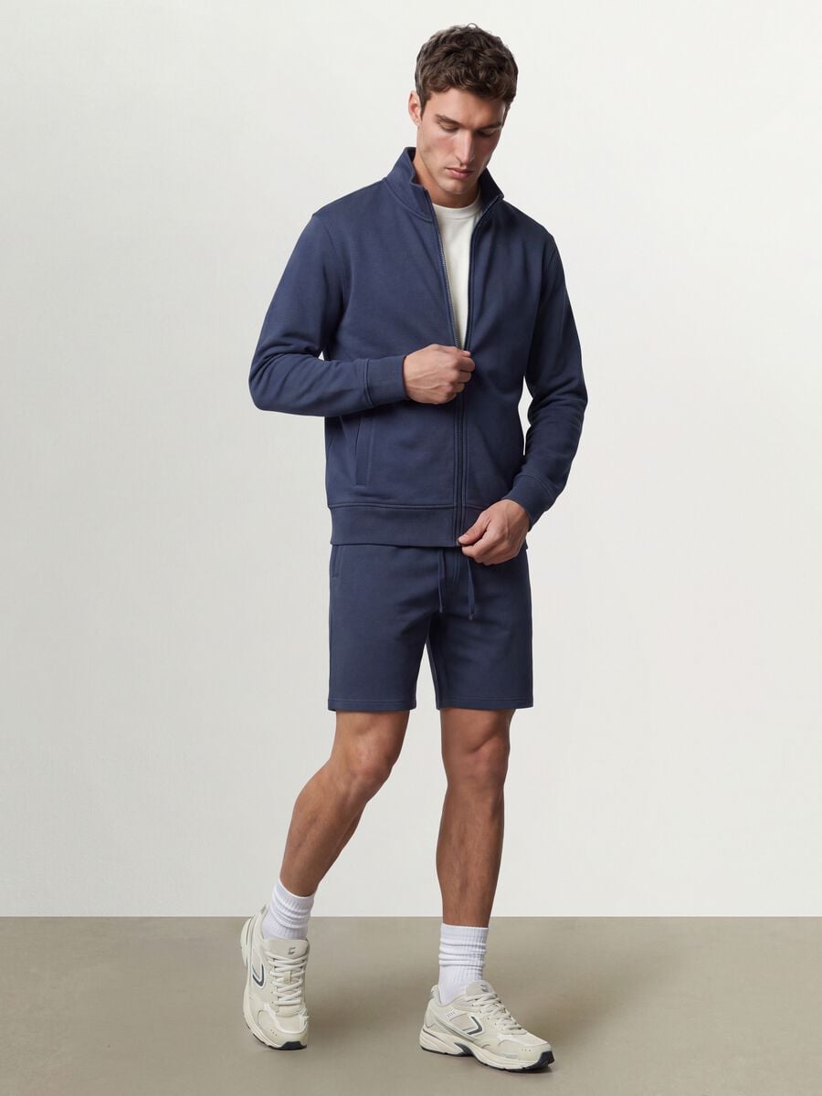 Grey cotton-blend sweatshirt with crew neck and zip, regular fit_2