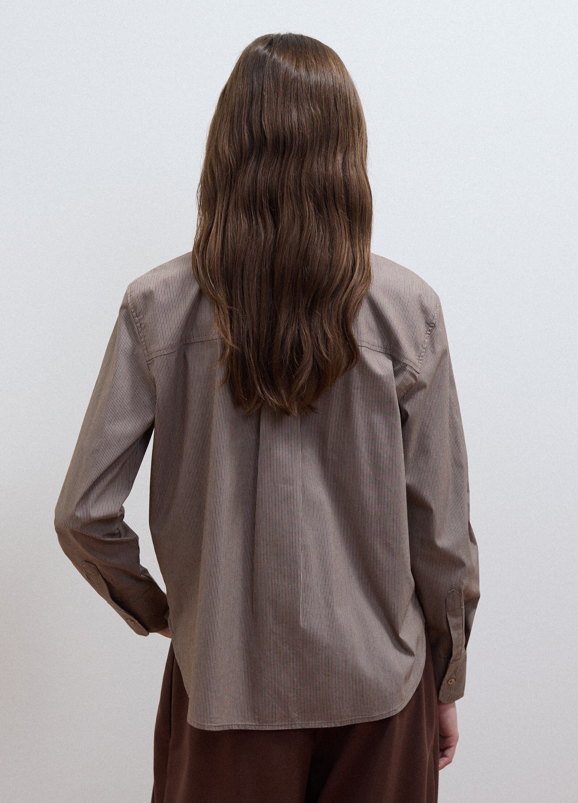 Multicolour stretch cotton shirt with scarf collar
