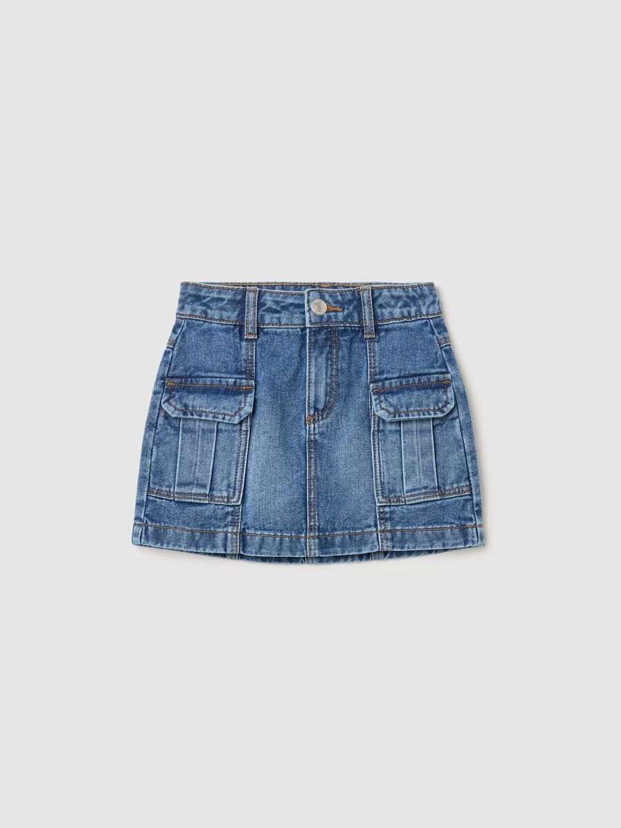 Denim miniskirt with pockets_0