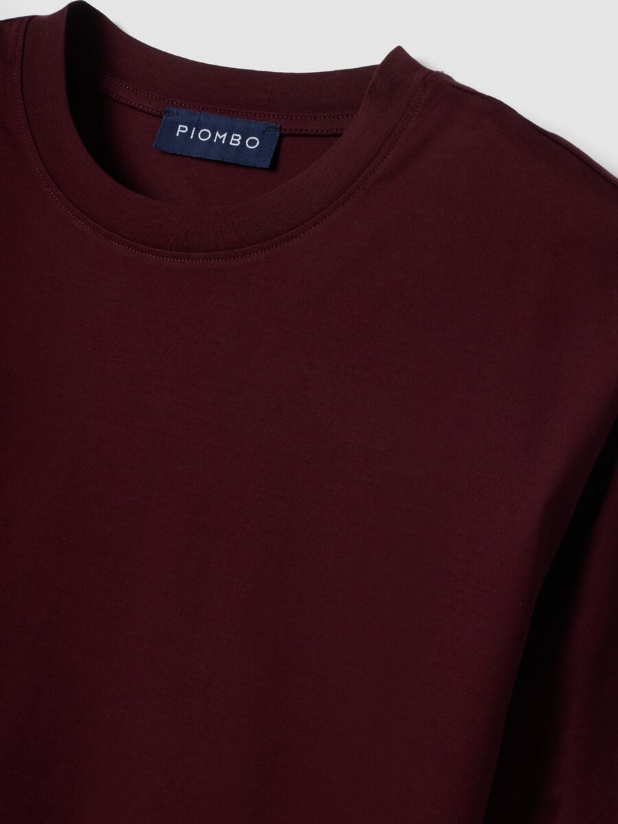 T-shirt rossa in jersey di puro cotone con girocollo relaxed fit_1