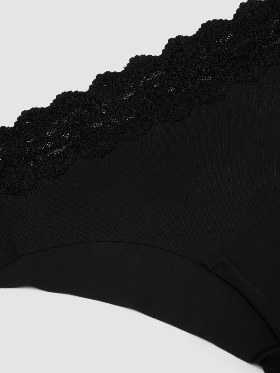 Slip nero in microfibra elasticizzata con pizzo_6