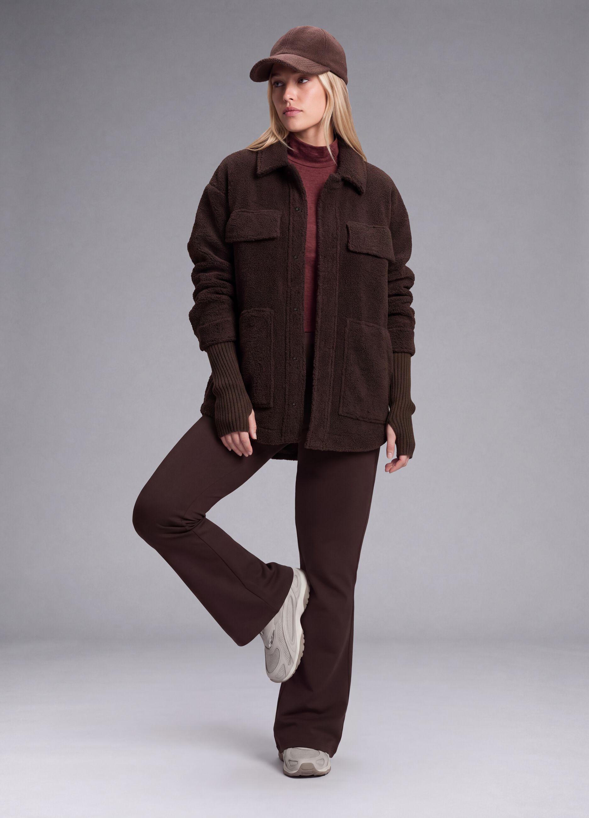 Shacket marrone in sherpa con bottoni relaxed fit ALTAVIA STUDIO