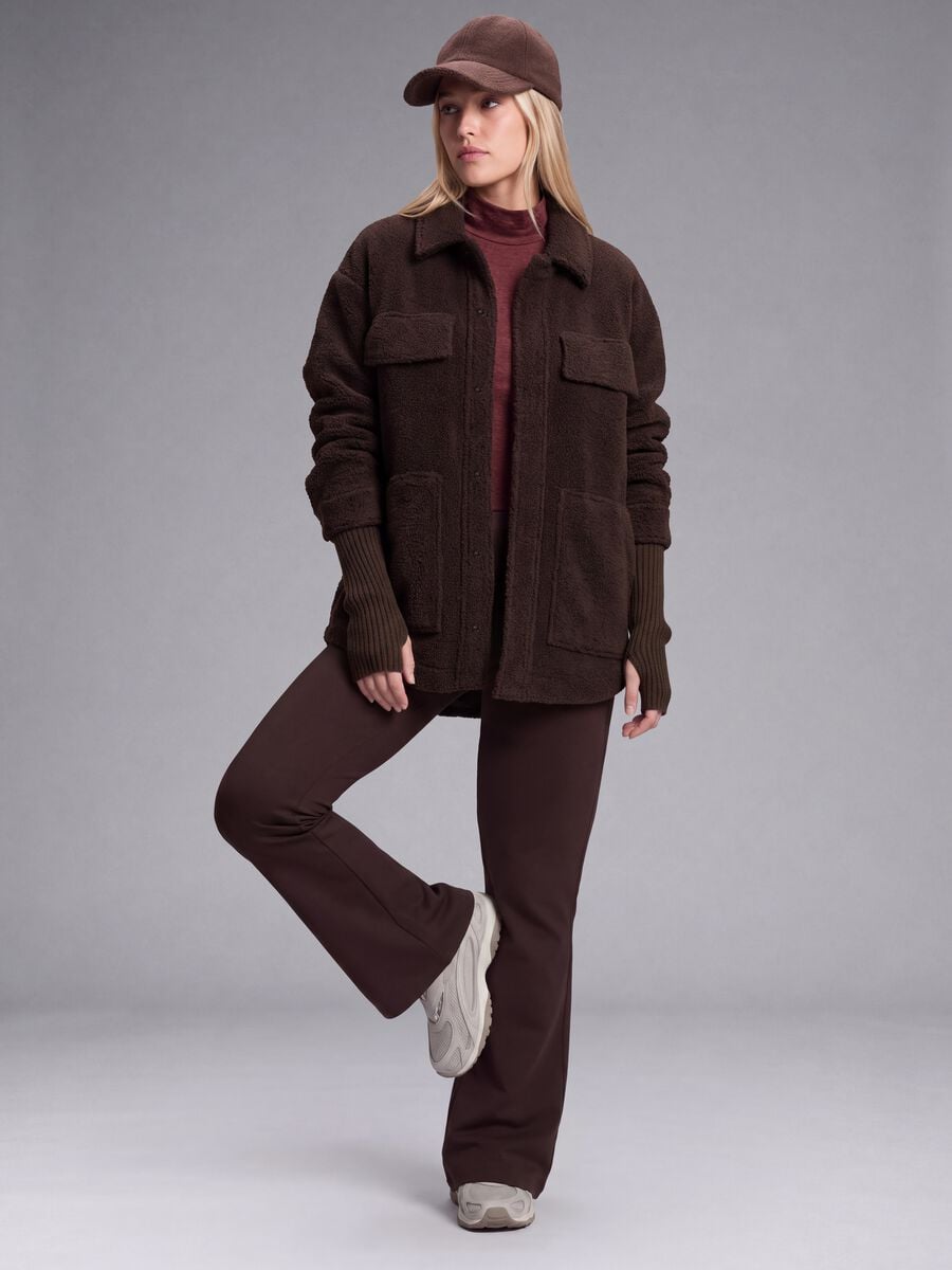 Shacket marrone in sherpa con bottoni relaxed fit ALTAVIA STUDIO_0