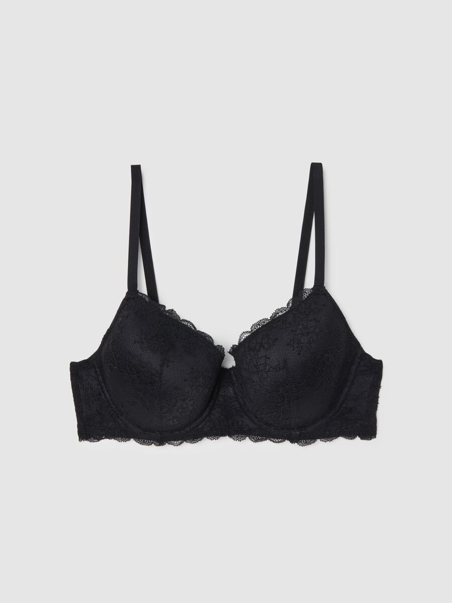 Black Padded Balcony Bra_4
