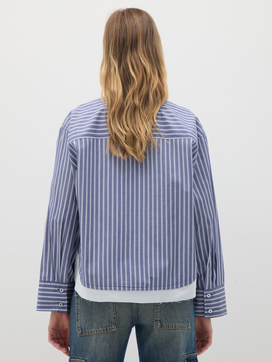 Blue and white striped shirt in pure cotton_3
