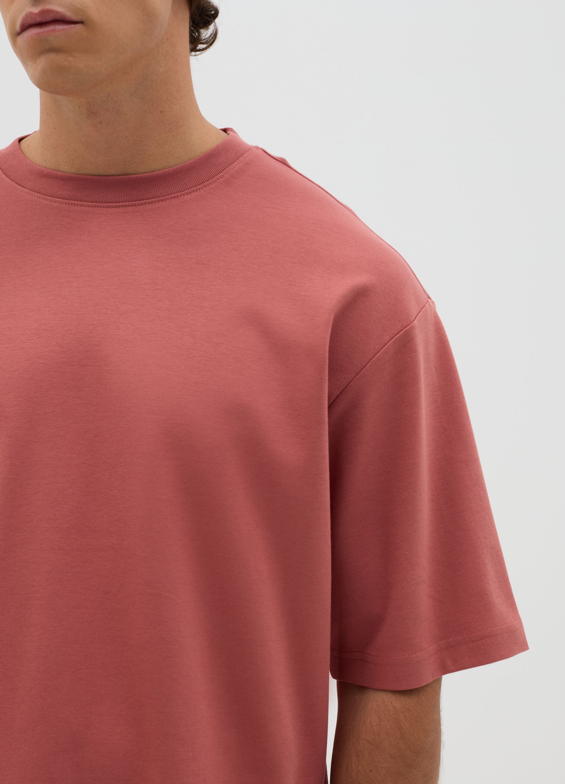 Boxy fit pink cotton t-shirt