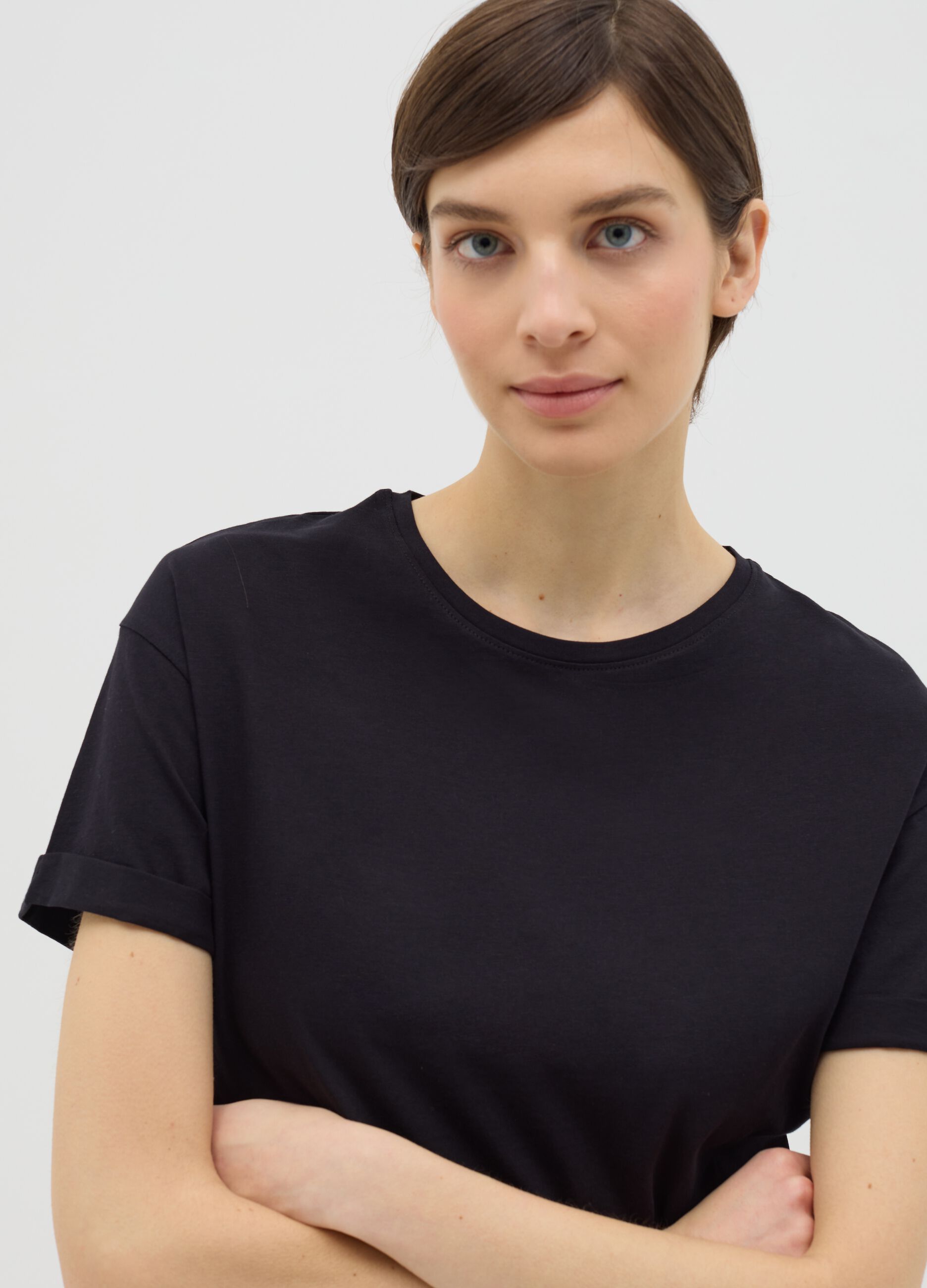 Black boxy-fit T-shirt in cotton