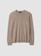 Beige crew-neck jumper in pure merino wool, regular fit_0