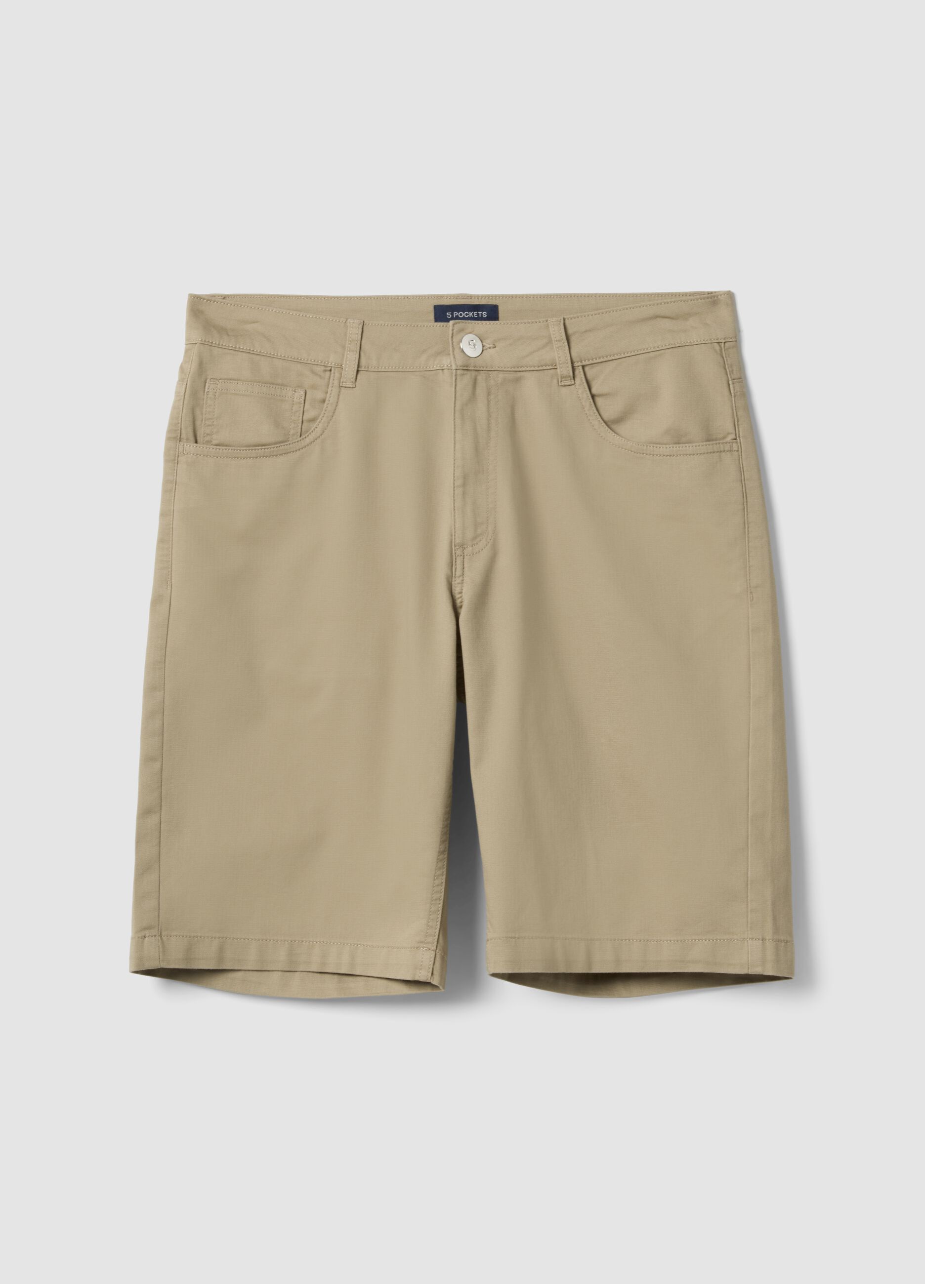 Beige stretch cotton Bermuda shorts