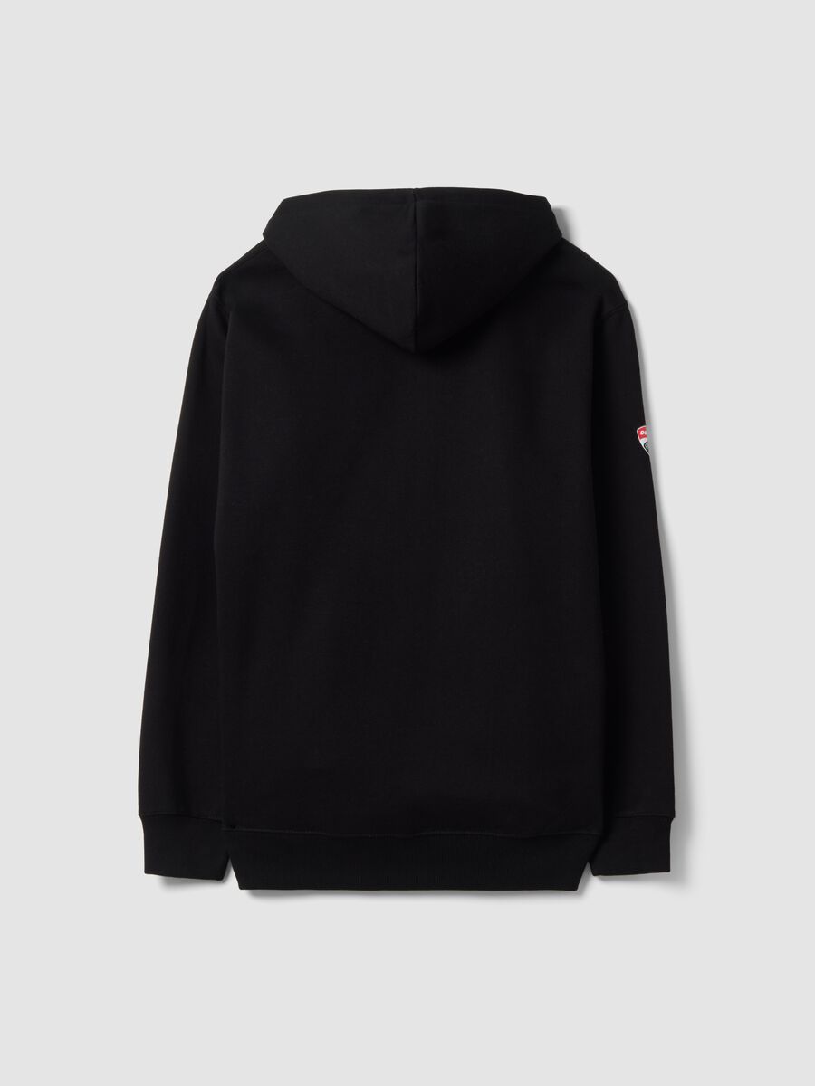 Felpa nera in misto cotone con cappuccio e stampa Ducati relaxed fit_2