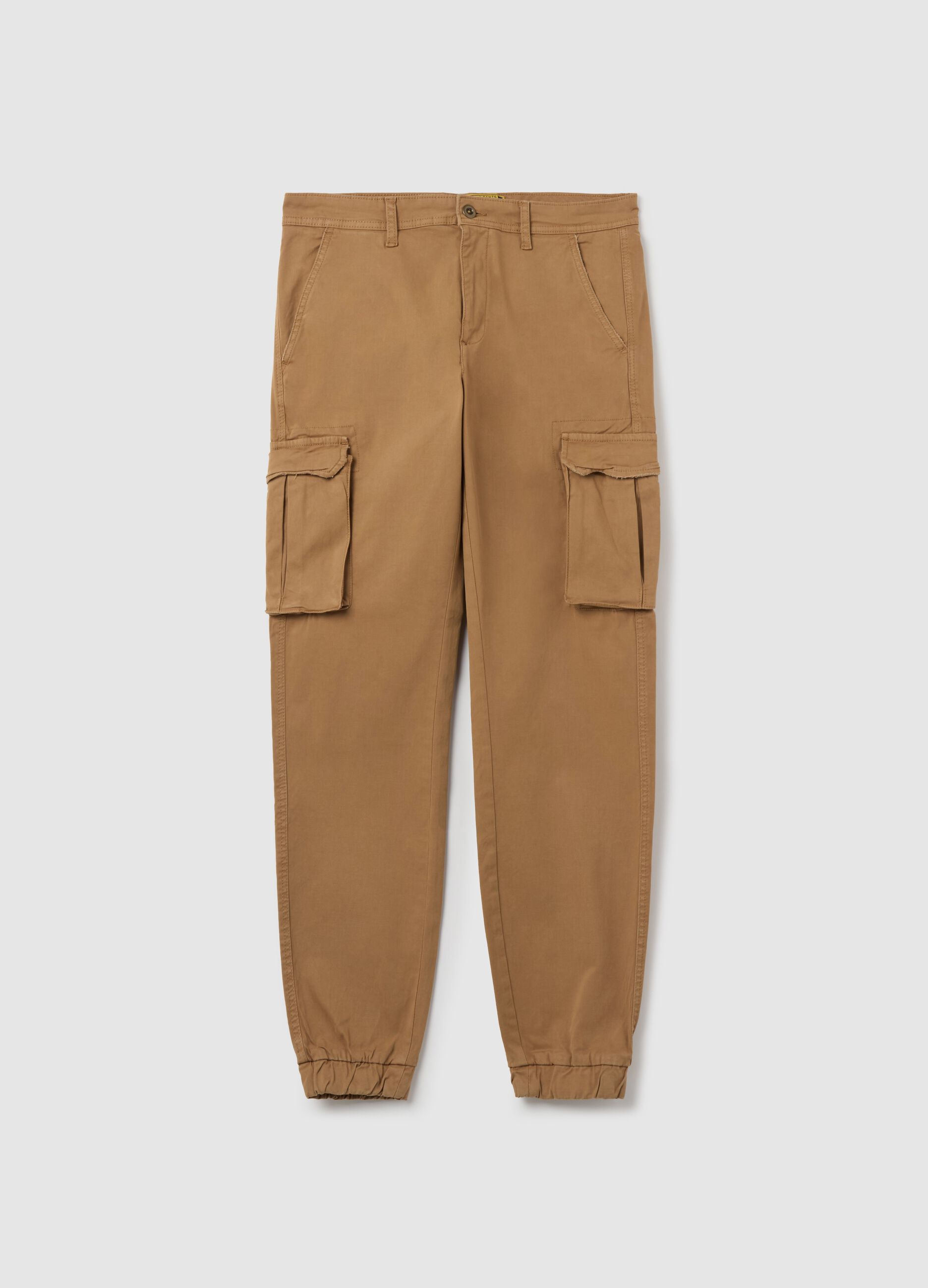 Pantaloni cargo in cotone stretch