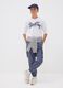 Grey oversized pure cotton jogger trousers with "Get Hyped" slogan for boys_1