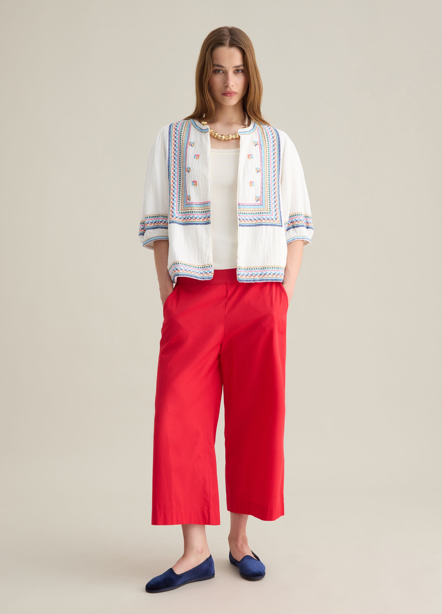 Camicia da donna in puro cotone multicolor over