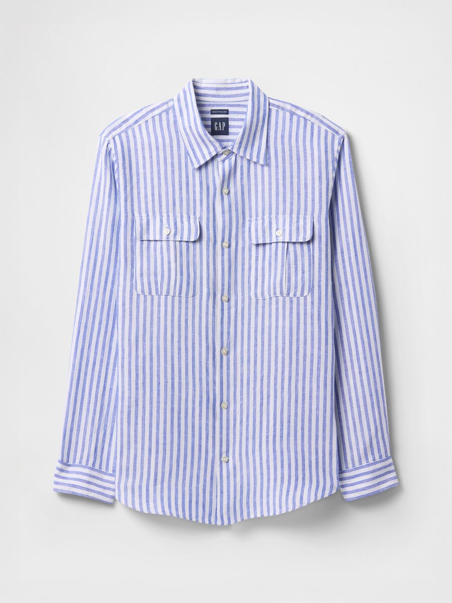 Oversized Light Blue and White Striped Shirt_3