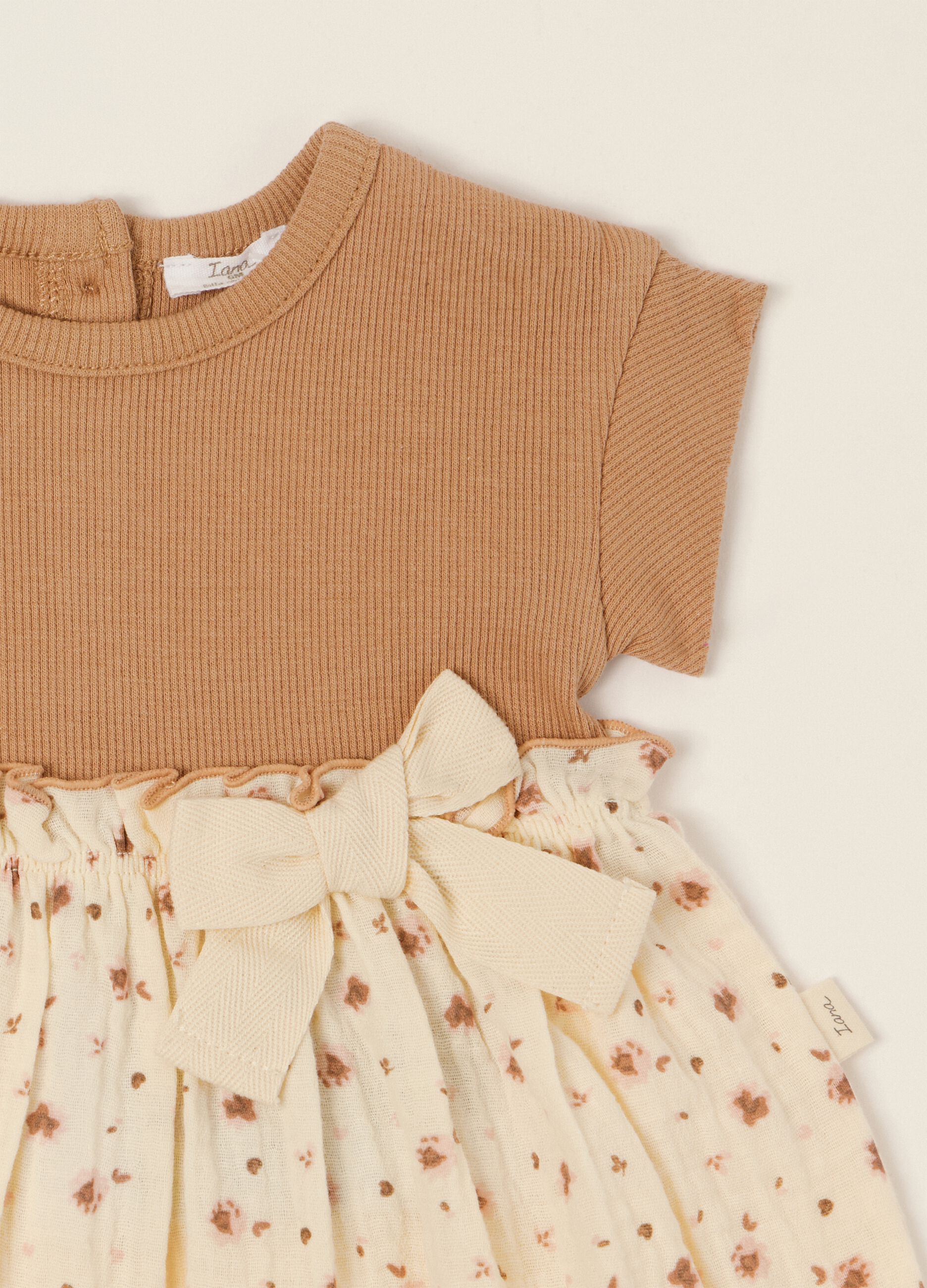 Multicoloured stretch cotton dress with print for baby girls