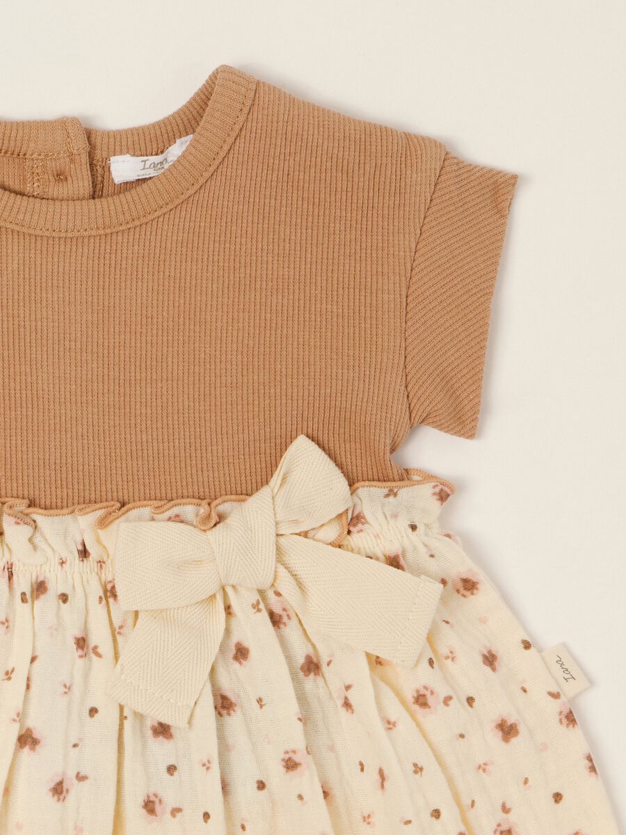 Multicoloured stretch cotton dress with print for baby girls_1