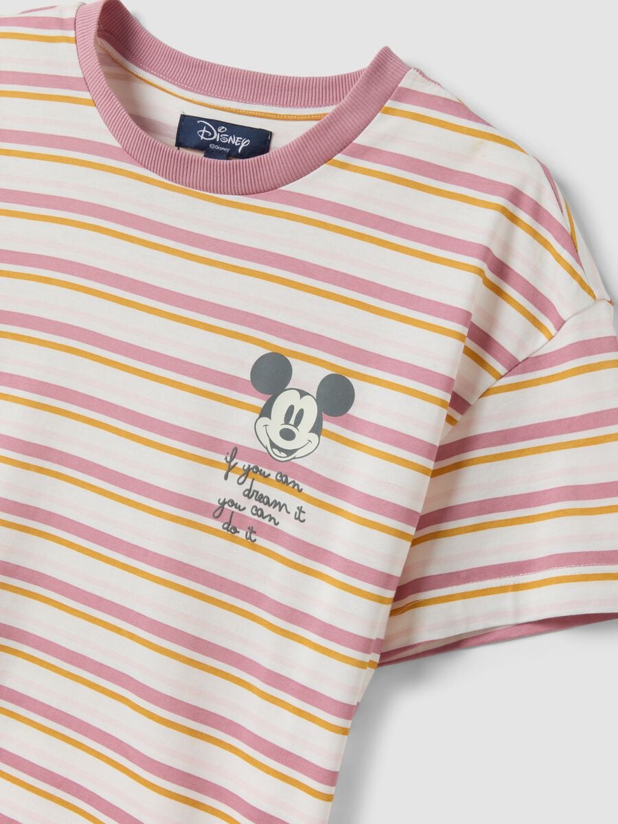 White striped organic cotton pyjama T-shirt with Mickey Mouse print_6