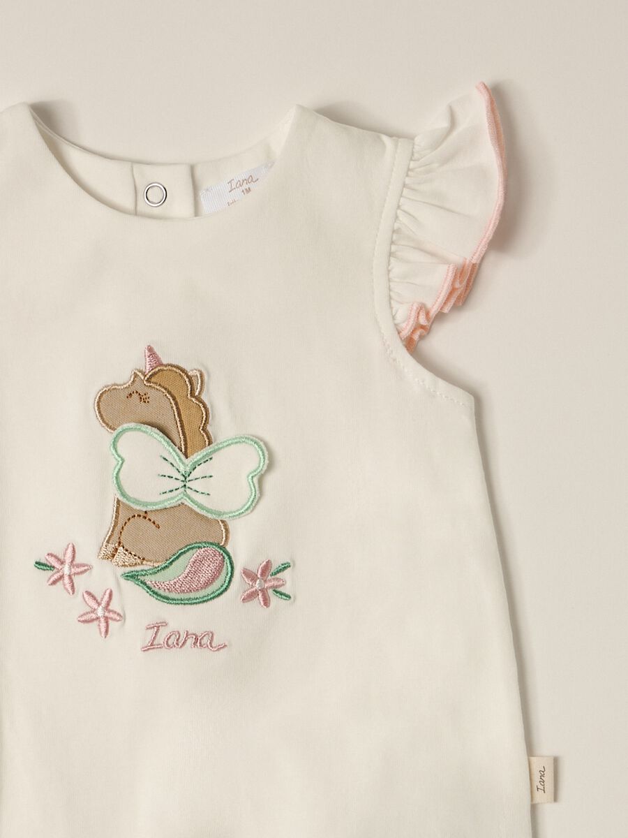 IANA newborn girl romper suit in stretch cotton_2