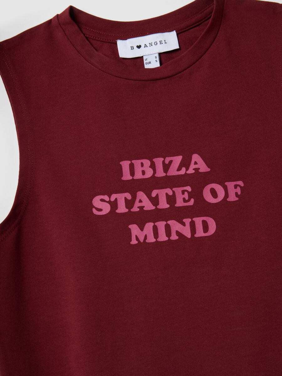 Tank top in cotone elasticizzato rosso regular fit con frase_5