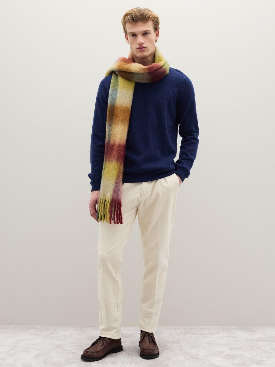 Blue crew neck pure lambswool sweater regular fit_1