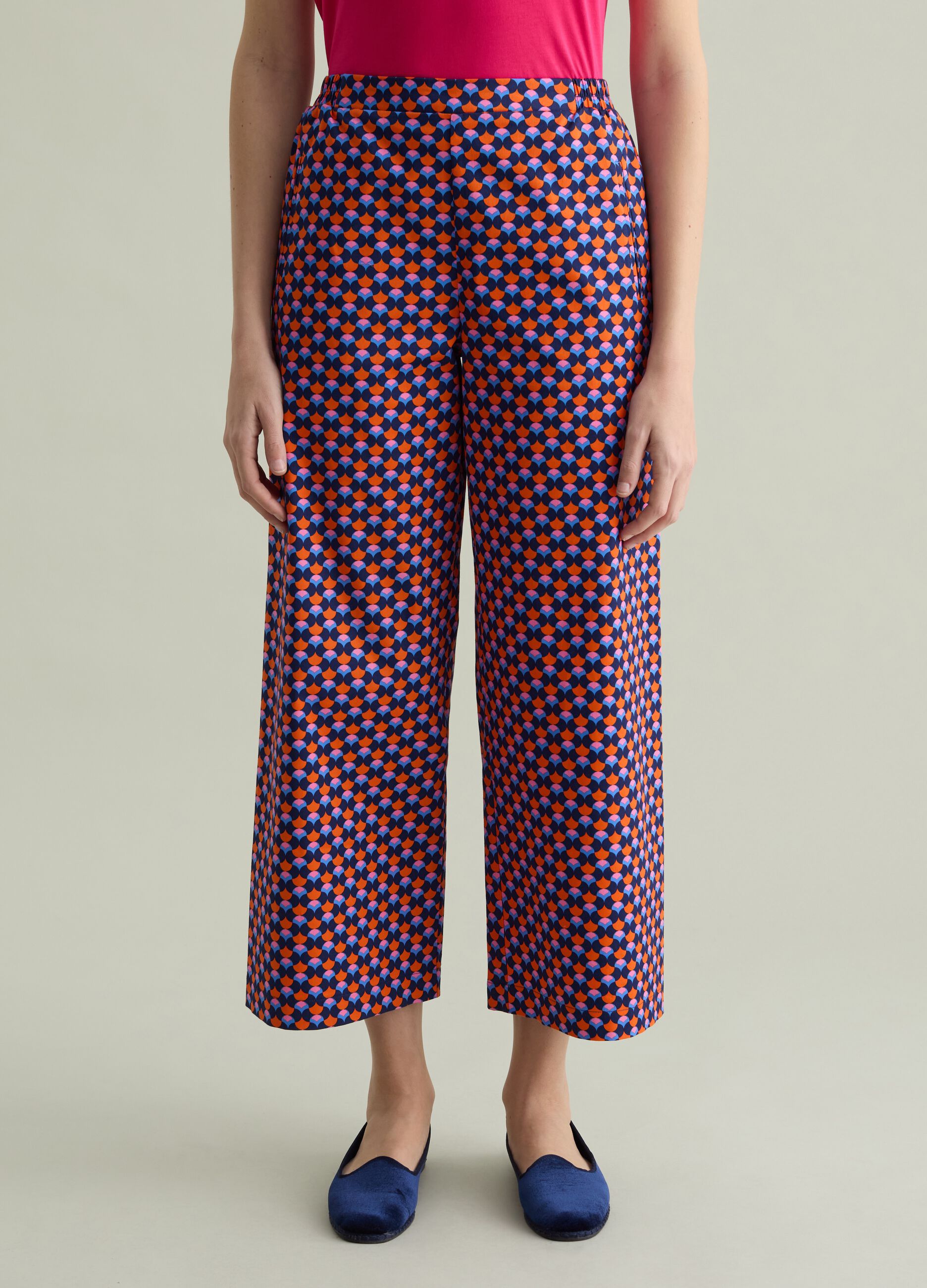 Pantalone a gamba larga stampa all-over