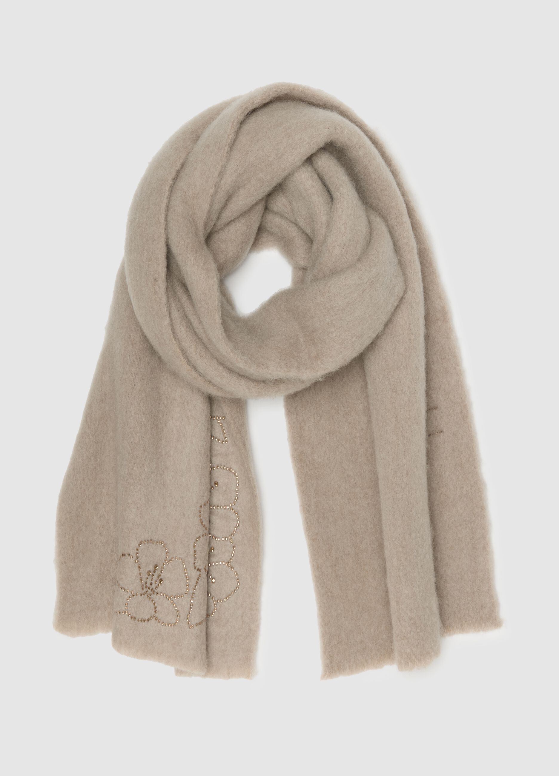 Beige Scarf with Print