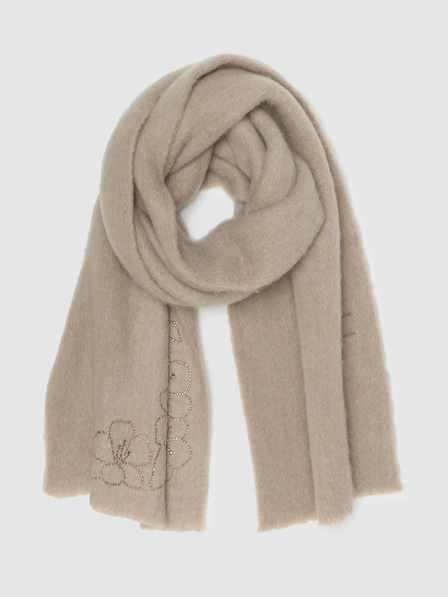 Beige Scarf with Print_0