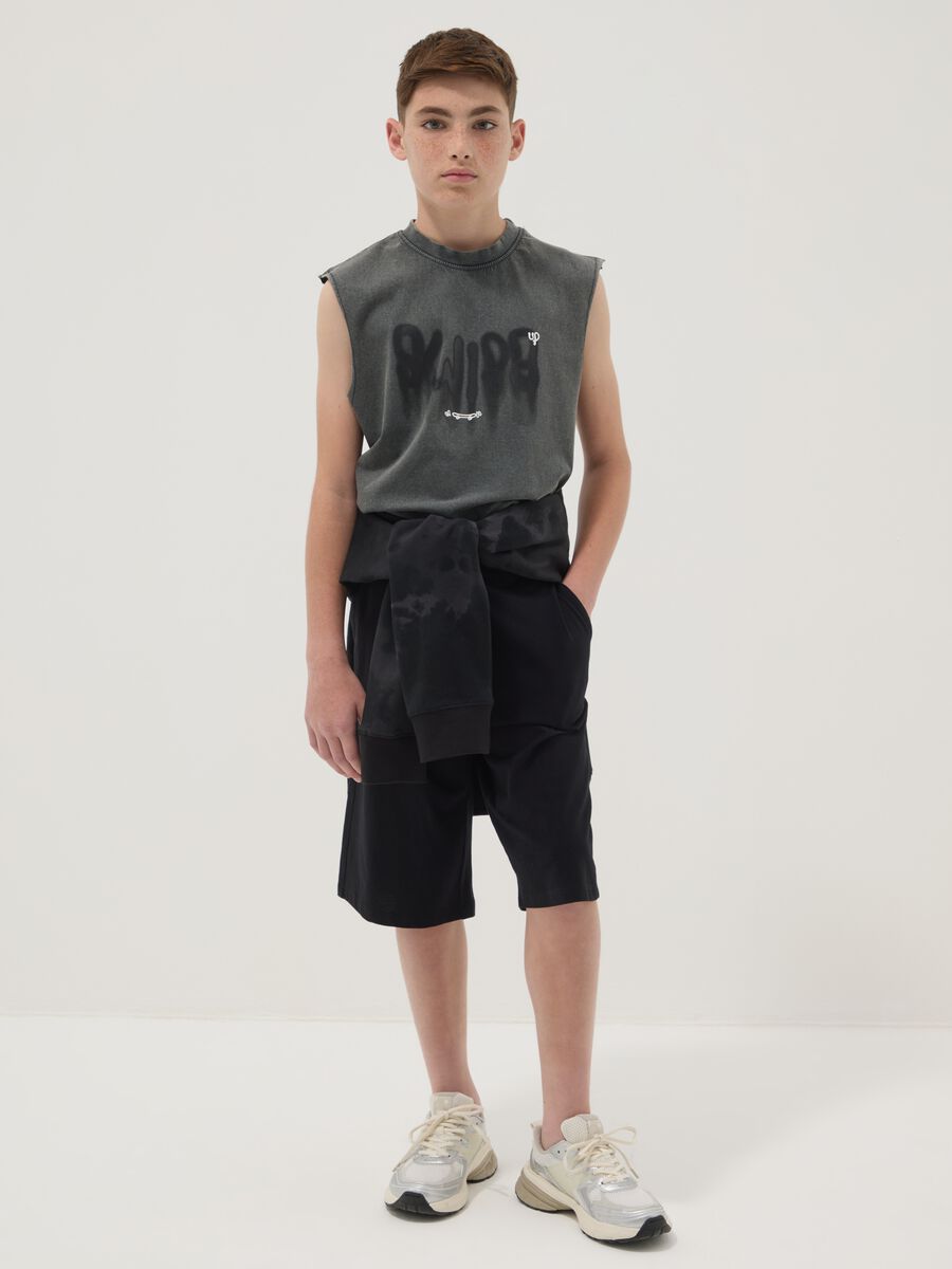 Boys&rsquo; black pure cotton shorts, comfort fit_0