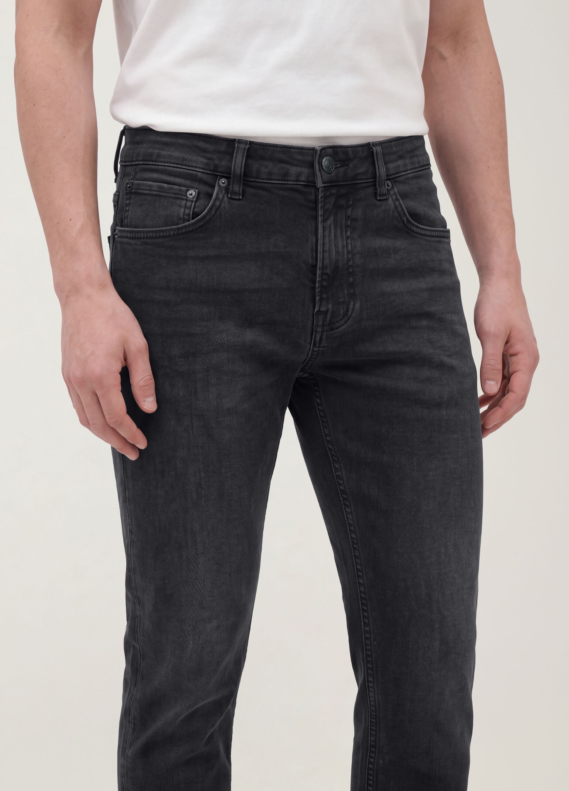 Black slim-fit stretch cotton denim jeans