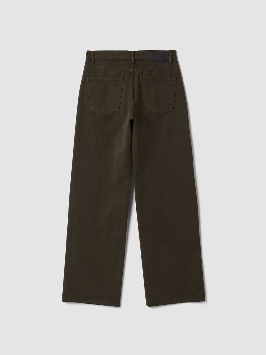 Jeans marroni wide leg in puro cotone_2